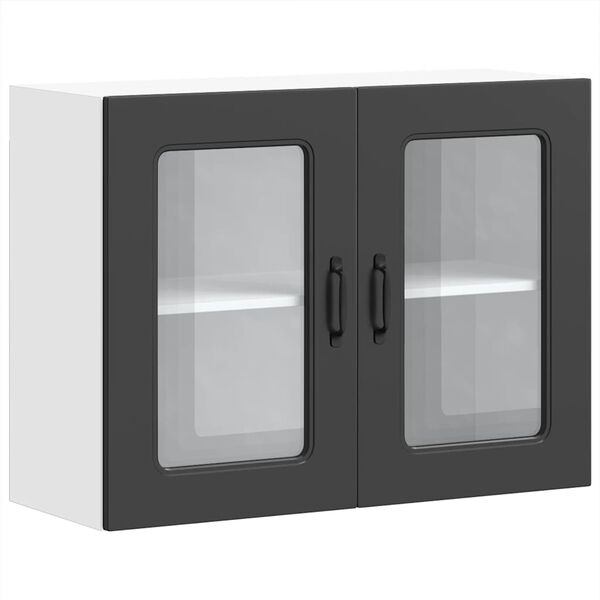 vidaXL Armario pared cocina puerta de cristal Kalmar negra