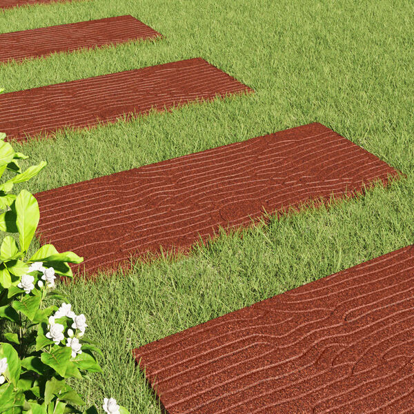 vidaXL Piedra decorativa 6 pcs Rojo 60,5 x 25 x 2 cm Goma