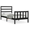 vidaXL Estructura de cama individual con cabecero madera maciza negro