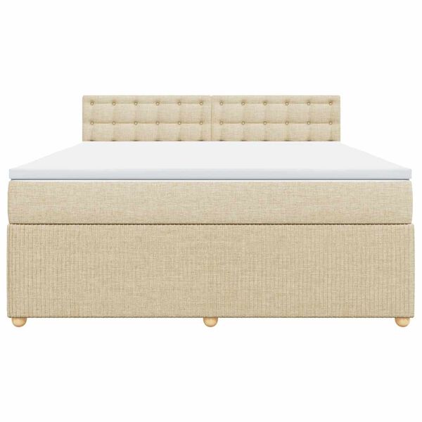 vidaXL Cama box spring con colch&oacute;n tela color crema 180x200 cm