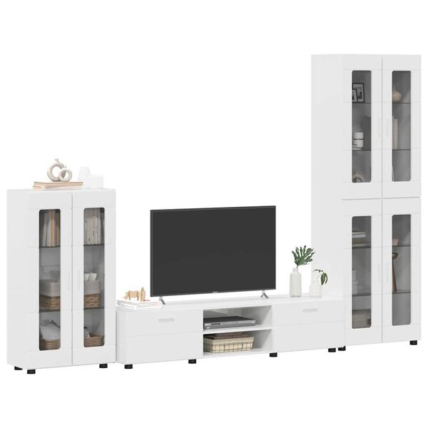 vidaXL Conjunto de mueble de TV FLORIN brillante Madera de ingenier&iacute;a
