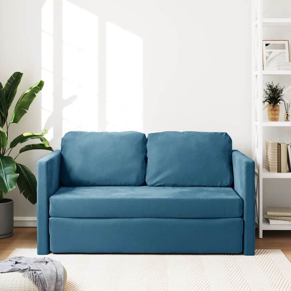 vidaXL Sofá cama de suelo 2 en 1 terciopelo azul 122x204x55 cm