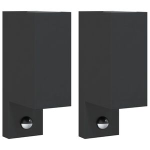 vidaXL L&aacute;mparas de pared de exterior con sensor 2 uds aluminio negro