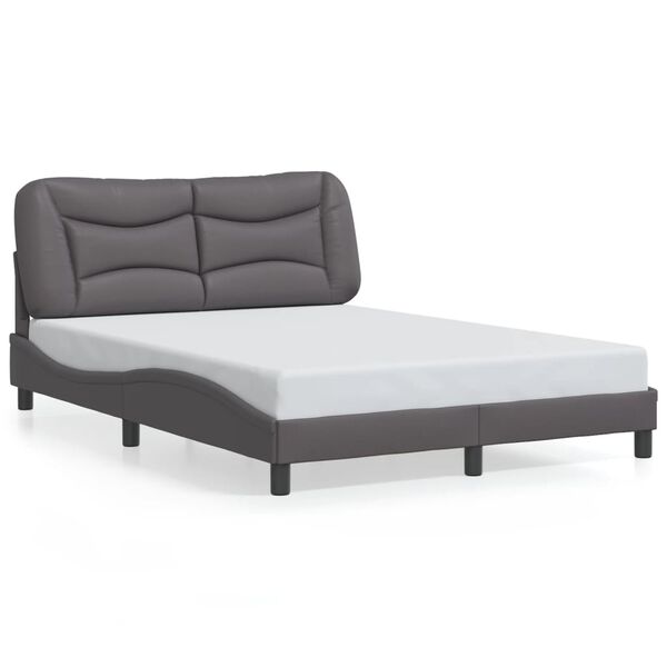 vidaXL Estructura de cama sin colch&oacute;n Hvar cuero sint&eacute;tico gris 140x200 cm