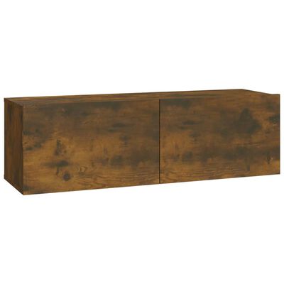 vidaXL Muebles de pared de TV 2 uds madera roble ahumado 100x30x30 cm
