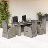 vidaXL Set comedor jard&iacute;n 7 pzas y cojines rat&aacute;n sint&eacute;tico gris