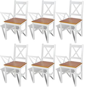vidaXL Sillas de comedor 6 unidades madera de pino blanco