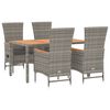 vidaXL Set comedor de jard&iacute;n 5 piezas con cojines rat&aacute;n sint&eacute;tico gris