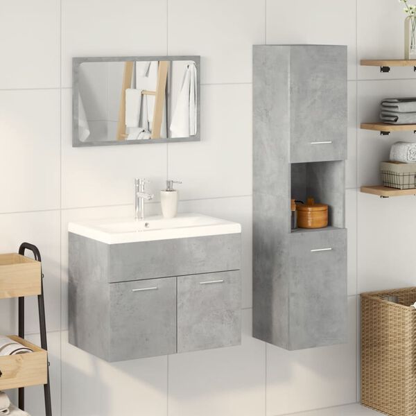 vidaXL Set muebles de ba&ntilde;o 2 piezas madera contrachapada gris hormig&oacute;n