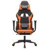 vidaXL Silla gaming masaje y reposapiés cuero sintético negro naranja