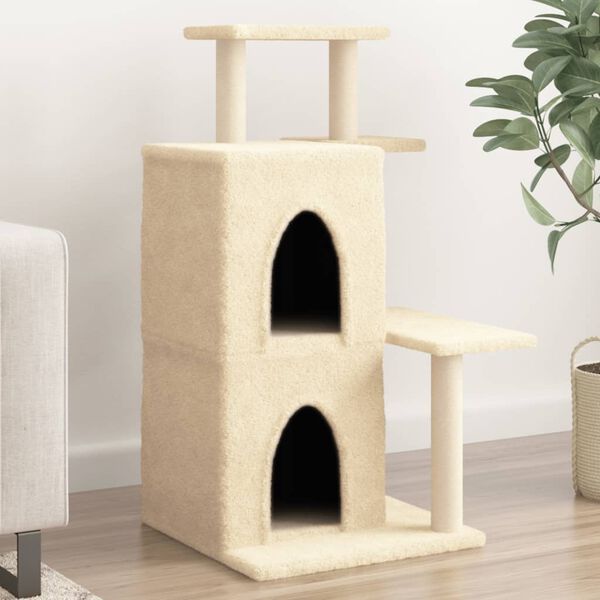 vidaXL Rascador para gatos con postes de sisal color crema 97 cm