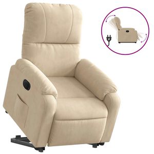 vidaXL Sill&oacute;n el&eacute;ctrico reclinable elevable tela microfibra crema