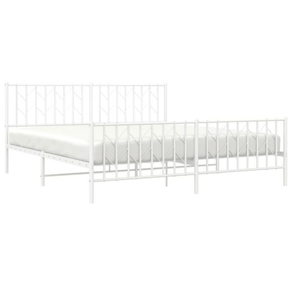 vidaXL Estructura cama sin colch&oacute;n con estribo metal blanco 183x213 cm