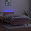 vidaXL Cama box spring colch&oacute;n y LED terciopelo rosa 100x200 cm