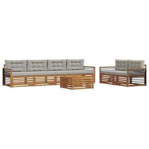 vidaXL Conjunto de sof&aacute;s de exterior 7 uds. Gris Natural y Claro