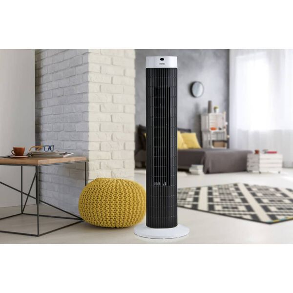 DOMO Ventilador de torre port&aacute;til 77 cm 45 W negro y blanco DO8126
