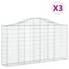 vidaXL Cestas de gaviones 3 uds forma de arco hierro 200x30x100/120 cm
