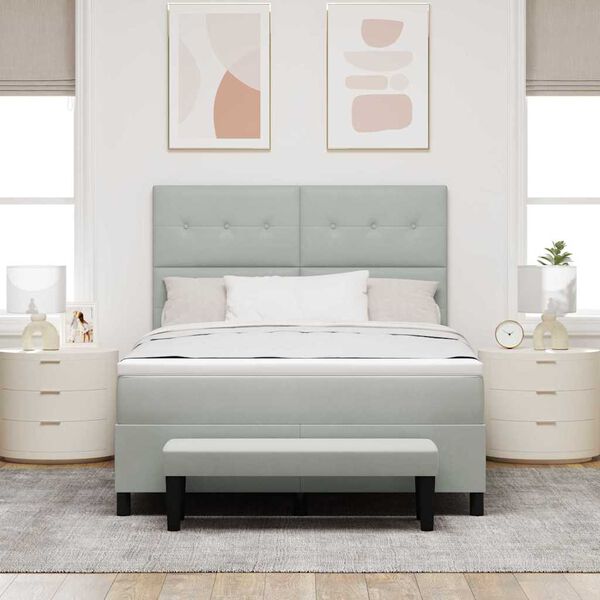 vidaXL Cama tipo Box Spring Gris claro 140 x 190 cm Terciopelo