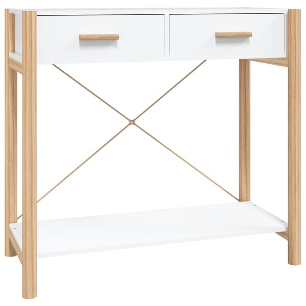 vidaXL Mesa consola de madera contrachapada blanco 82x38x75 cm