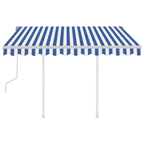 vidaXL Toldo manual retr&aacute;ctil con LED azul y blanco 3x2,5 m