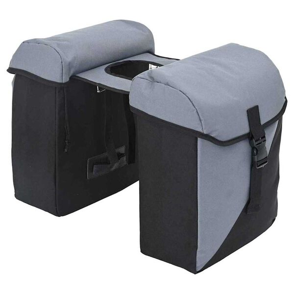 vidaXL Bolsa de bicicleta Negro y Gris 15.5 x 31.5 x 40 cm Poliéster