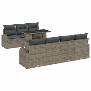 vidaXL Conjunto de sof&aacute; de jard&iacute;n 8 uds. Gris Rattan de Poli&eacute;ster