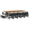vidaXL Set comedor de jard&iacute;n con cojines 15 pzas rat&aacute;n sint&eacute;tico negro