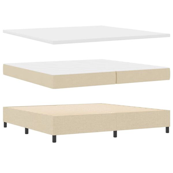 vidaXL Cama tipo Box Spring con cabecera Crema 200 x 200 cm tela
