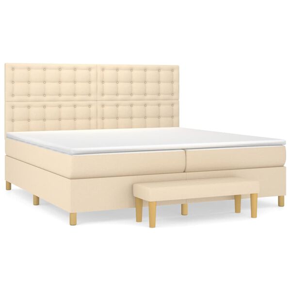 vidaXL Cama box spring con colch&oacute;n tela color crema 200x200 cm