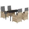 vidaXL Set comedor de jard&iacute;n 5 pzas con cojines rat&aacute;n sint&eacute;tico beige