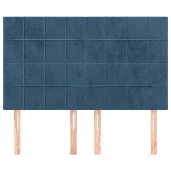 vidaXL Cabecero de cama azul oscuro 144x5x118/128 cm Terciopelo