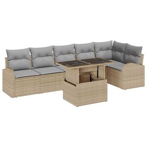 vidaXL Conjunto de sof&aacute; de jard&iacute;n 7 uds. 6-N&uacute;mero de plazas Beige