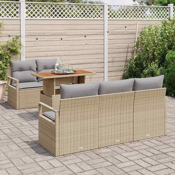 vidaXL Conjunto de sof&aacute; de jard&iacute;n con coj&iacute;n 6 pcs beige y gris claro