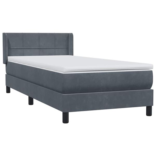 vidaXL Cama box spring con colch&oacute;n terciopelo gris oscuro 100x220 cm