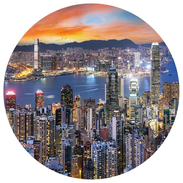 WallArt Papel pintado de pared redondo Skyline by Night 190 cm