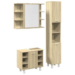 vidaXL Set de muebles de ba&ntilde;o 3 pzas madera contrachapada roble Sonoma
