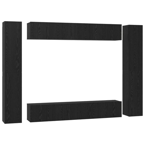 vidaXL Conjunto de mueble de TV Montaje en la pared 10 pcs Roble Negro