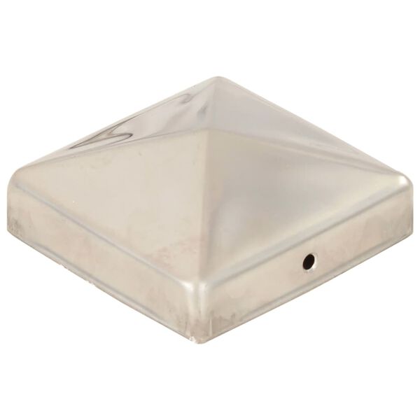 vidaXL Tapas piramidales postes valla 6 uds acero inoxidable 81x81 mm