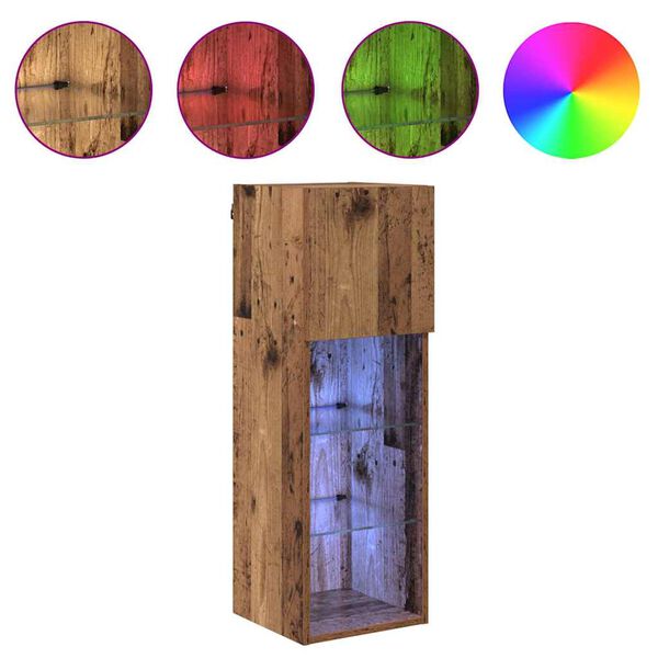 vidaXL Gabinetes para TV Montados en la Pared 2 pcs Madera vieja