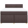 vidaXL Cama box spring con colch&oacute;n tela marr&oacute;n oscuro 140x190 cm