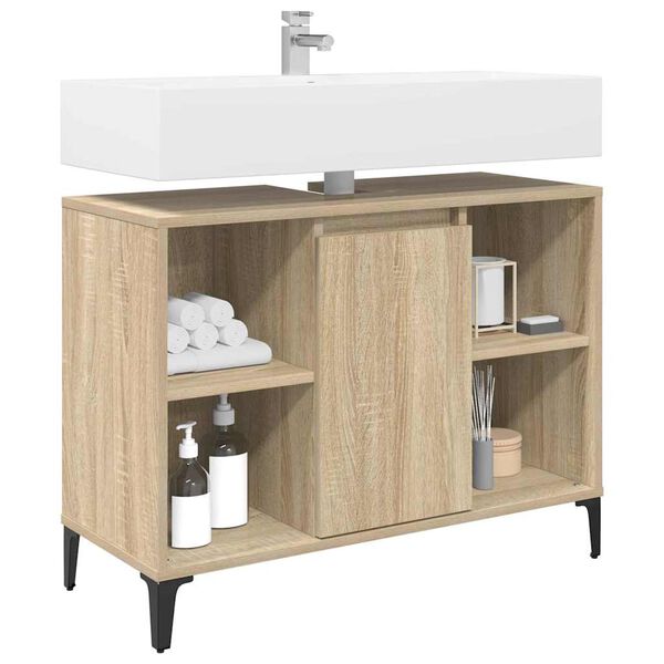 vidaXL Mueble de lavabo con estante Roble Sonoma 80 x 33 x 60 cm