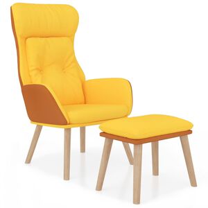 vidaXL Sill&oacute;n relax y taburete tela y cuero sint&eacute;tico amarillo mostaza