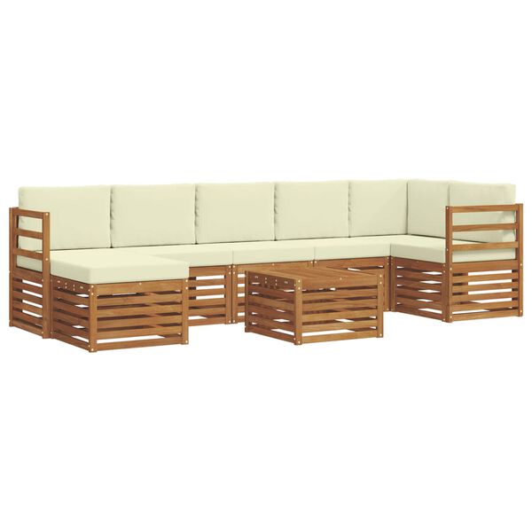 vidaXL Juegos de sof&aacute;s 8 pcs Natural y Crema Madera de Acacia S&oacute;lida