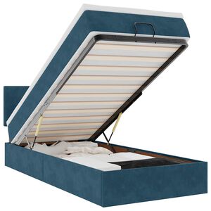 vidaXL Estructura cama otomana colch&oacute;n terciopelo azul oscuro