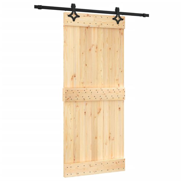 vidaXL Puerta corredera con herrajes madera maciza de pino 90x210 cm