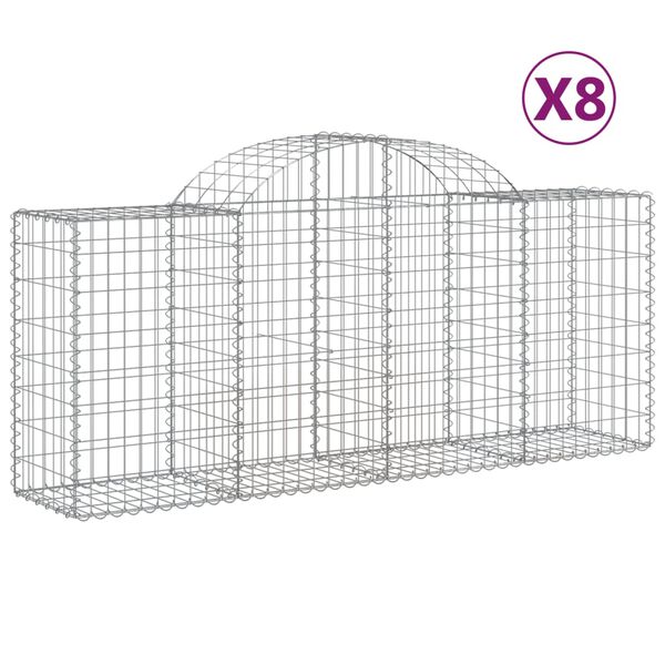vidaXL Cestas de gaviones 8 uds forma de arco hierro 200x50x80/100 cm