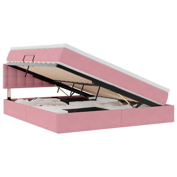 vidaXL Cama con almacenamiento y LED Rosa 180 x 200 cm Terciopelo