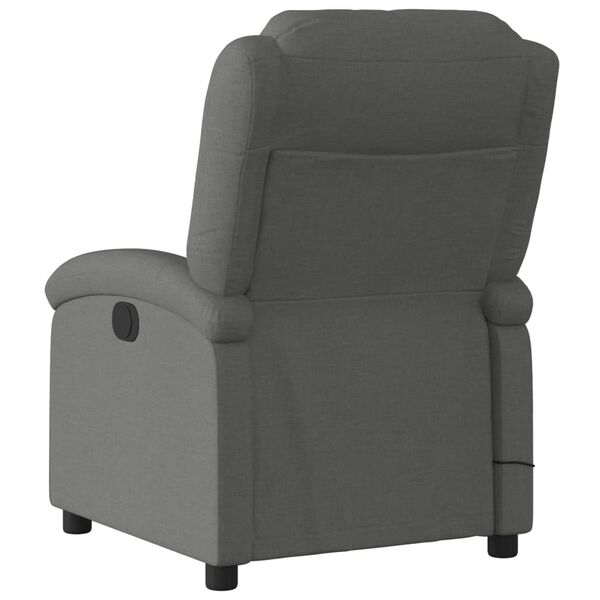 vidaXL Sill&oacute;n reclinable de masaje de tela gris oscuro