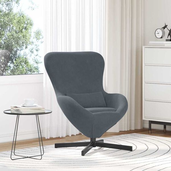 vidaXL Sill&oacute;n huevo Gris oscuro 63 x 73 x 90 cm Terciopelo