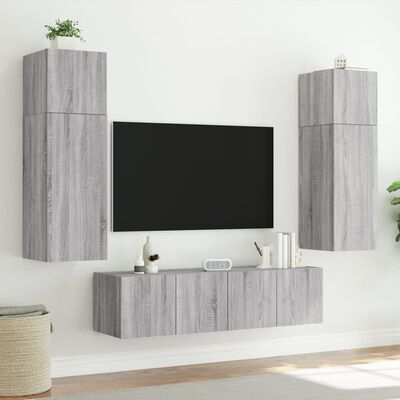 vidaXL Mueble de TV de pared con luces LED gris Sonoma 60x35x41 cm